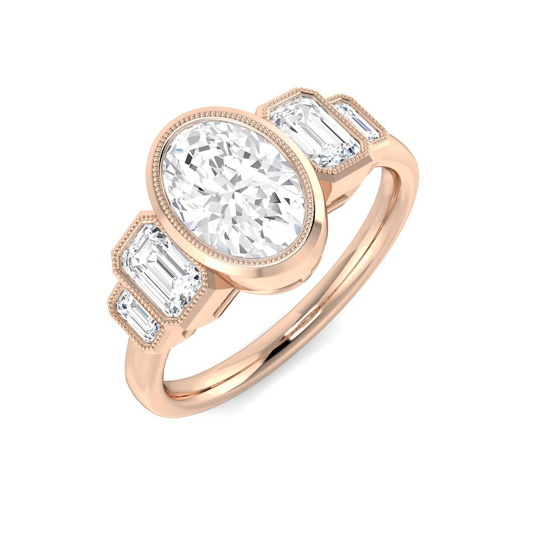 Five Stone Lab-Grown Diamond Ring 1.69ct–3.28ct – SR7012 – 18k Rose Gold